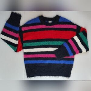 A New Day Pull Over Crew Neck Fuzzy Striped Sweater
